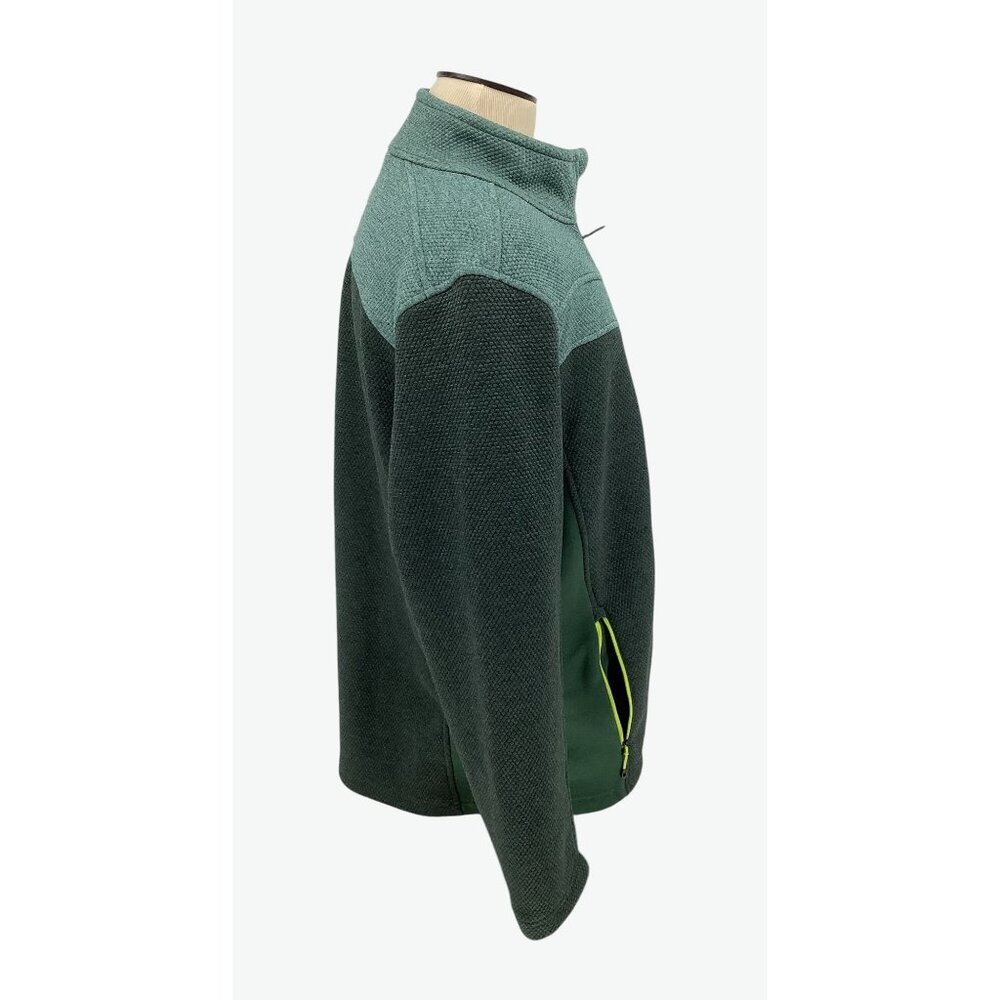 Spyder Full-Zip Mens Green Textured Fleece Jacket Neon Accents & Pockets Size XL - Picture 4 of 8
